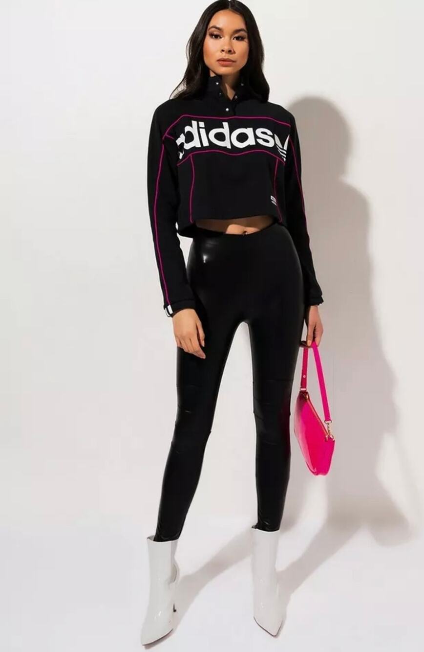 Adidas Originals Women's Logo Button CroppedSweatshirt size Medium